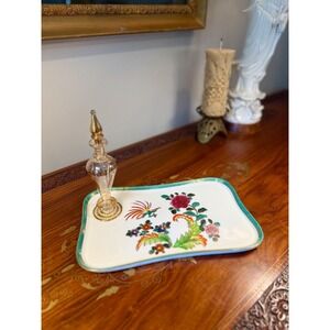 Vintage Charleton Porcelain Vanity Tray, Bird of Paradise Jewelry Tray
